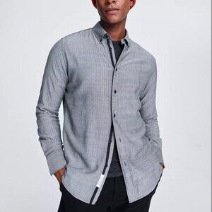 Rag and Bone - Men's Fit 2 Tomlin Shirt - Black and White Herringbone - size M
